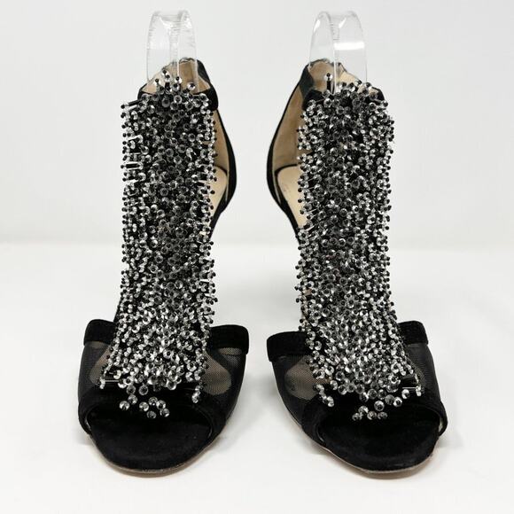 Jimmy Choo Black Suede & Mesh Embellished “Felina” Sandals – Size 39 - Picture 4 of 8